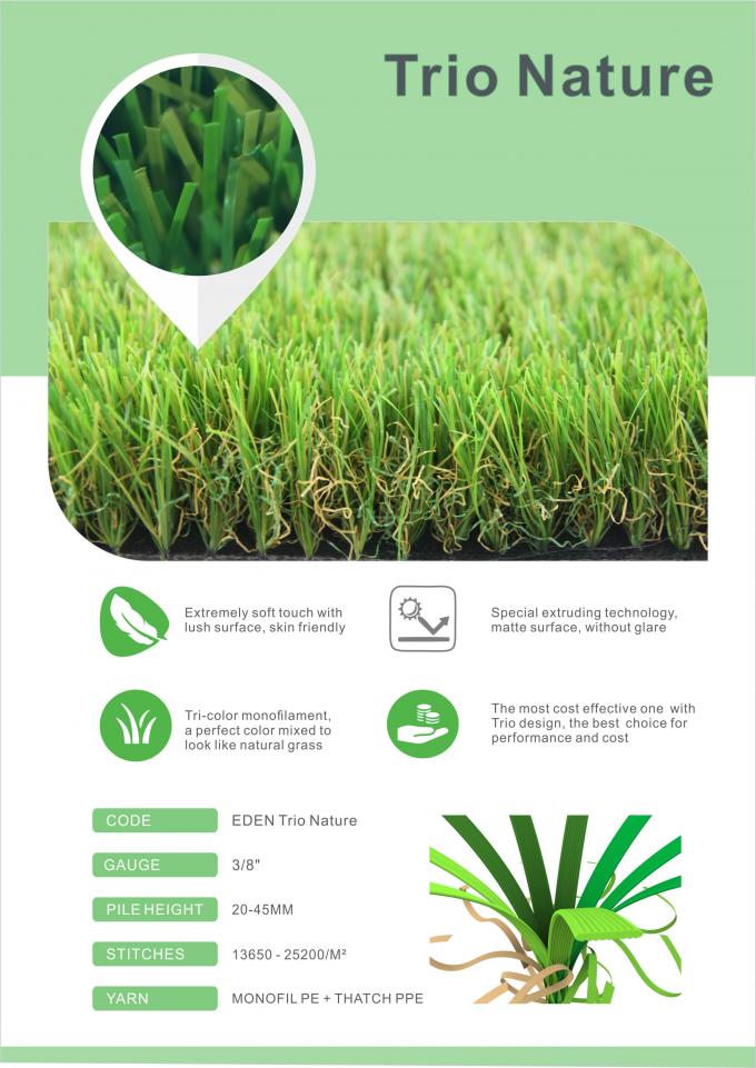 Pollution synthétique de gazon de plancher d'herbe artificielle de jardin de 13400 Detex libre 0