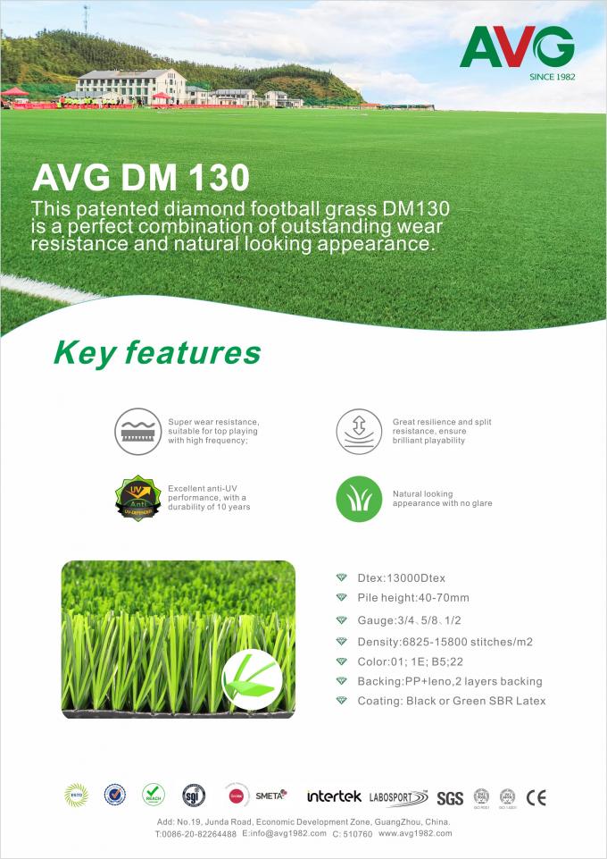 Gazon synthétique d'AVG pour la pelouse artificielle d'herbe de stabilité de temps d'herbe du football 0