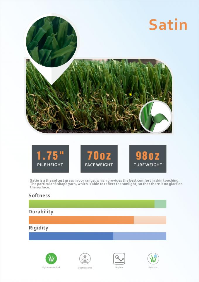 le synthétique de tapis d'herbe de 70mm engazonnent l'herbe artificielle pour le terrain de football 0