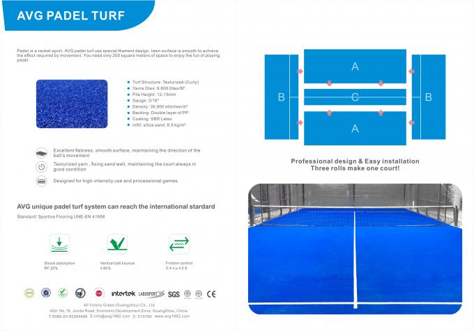 Faux tapis synthétique artificiel de gazon d'herbe pour le court de tennis de Padel 0