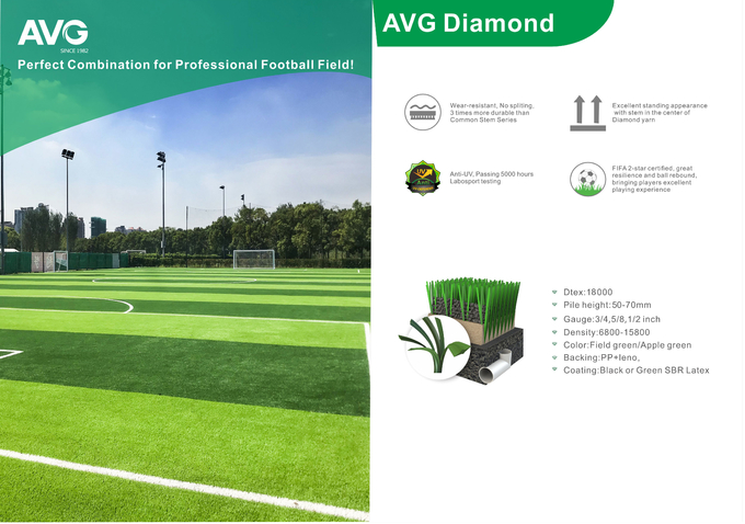stabilité UV de gazon de Diamond Grass Grama Fifa Artificial du football de 60mm 0