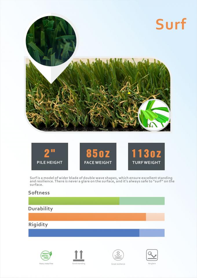 gazon faux de jardin de taille de 60mm aménageant Mat Home Artificial Grass en parc 0