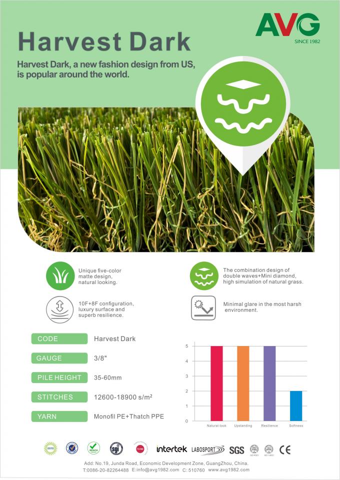 ECO soutenant le jardin recyclable de paysage de gazon de synthétique de 100% 35-60mm parquetant le gazon artificiel d'herbe de tapis de gazon 0