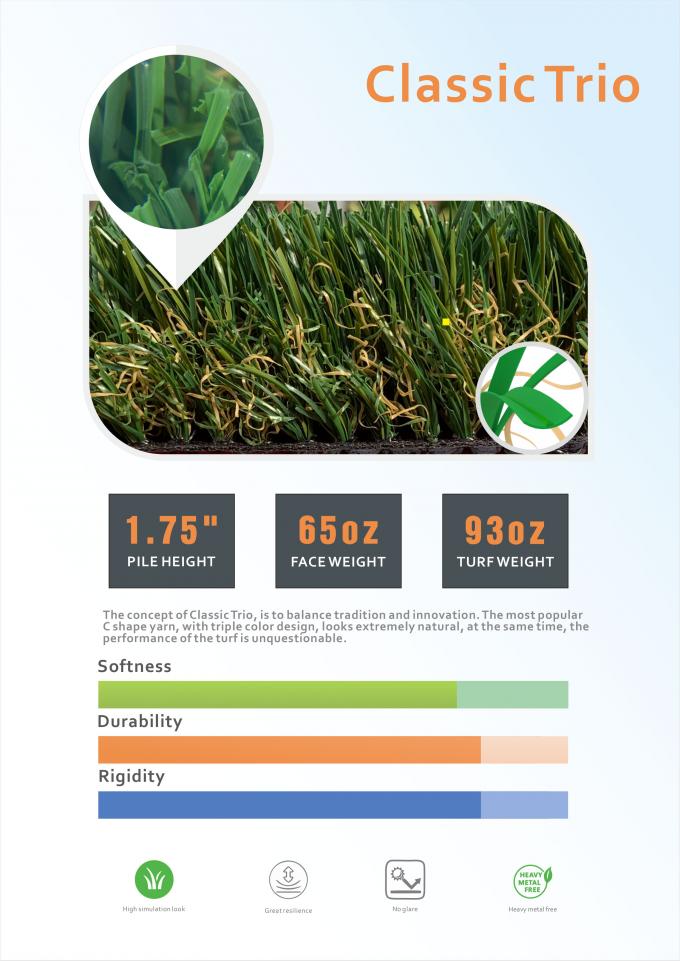 Pelouse synthétique de regard naturelle ECO de gazon de couverture artificielle commerciale de gazon de jardin soutenant 100% recyclable 0