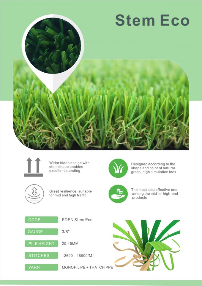 Herbe synthétique ECO de paysage de gazon de pelouse artificielle décorative de haute qualité extérieure de plastique soutenant 100% recyclable 0