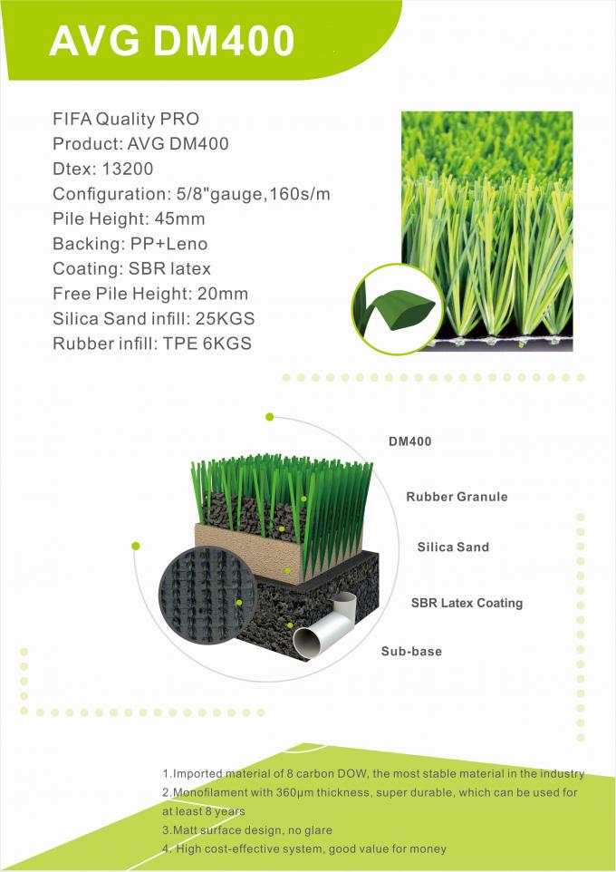 tapis artificiel d'herbe du football de gazon du football de champ d'usine de 45mm à vendre 0