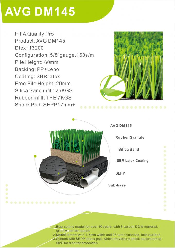 gazon artificiel de gazon de profession de 60mm d'herbe du football artificiel synthétique de Cesped pour le plancher de sport 0