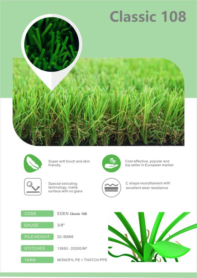 Support synthétique semblant naturel d'Eco de pelouse d'herbe de couverture artificielle commerciale de gazon recyclable 0